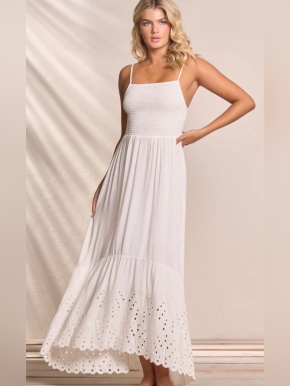 Maaji Isadora Smocked Eyelet Maxi Dress
